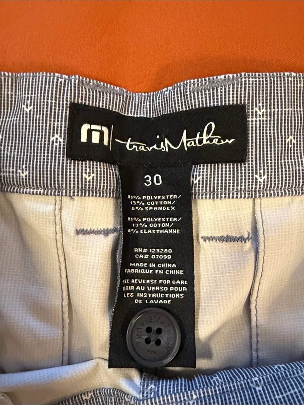 Travis Mathew Light Blue Micro-Print Men’s Flat Front Shorts